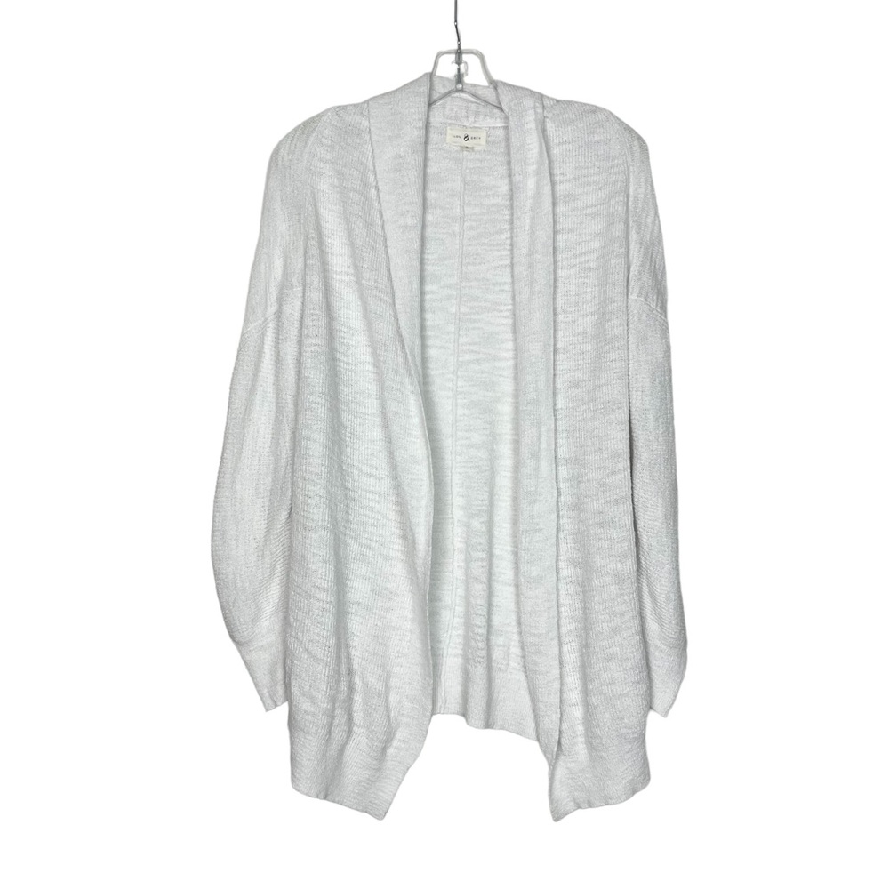Lou & Grey Oversized White Open Front Cardigan Sweater
